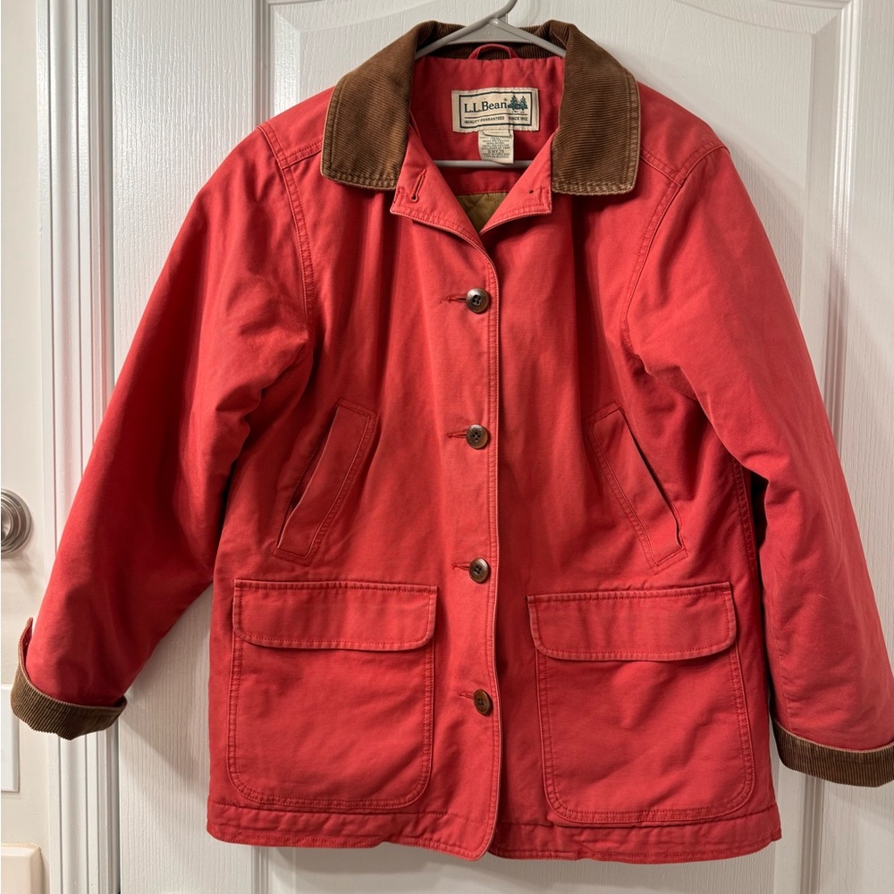 L.L. Bean Red Jacket with Brown Accents